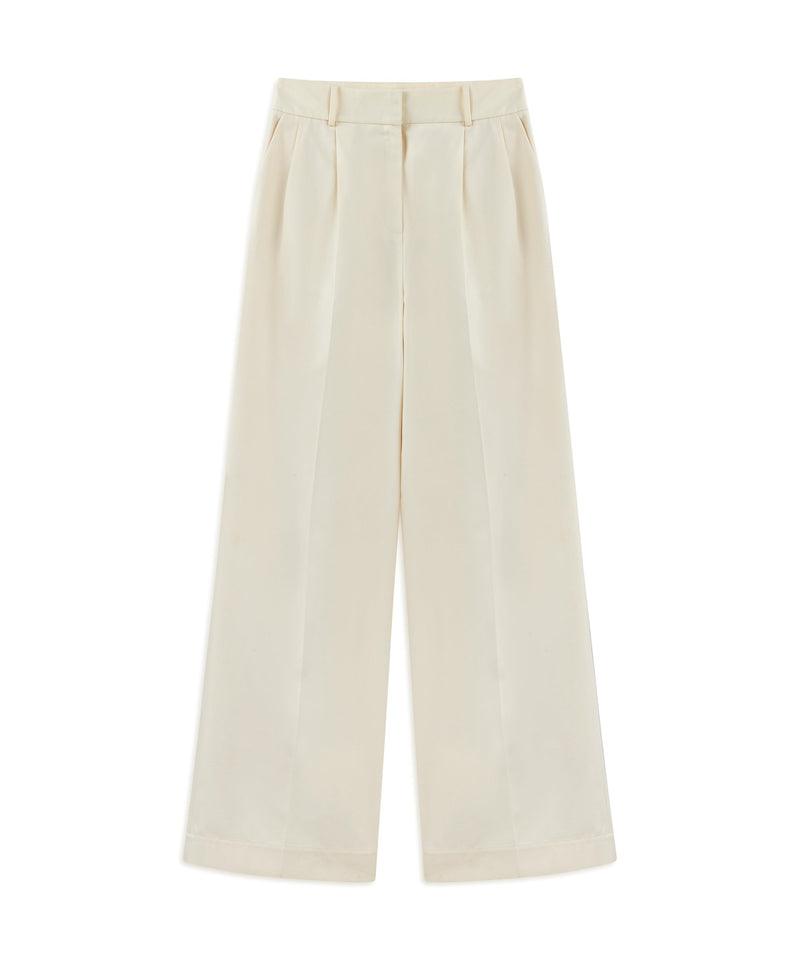 Machka High Waist Wide Leg Fit Trousers Ecru