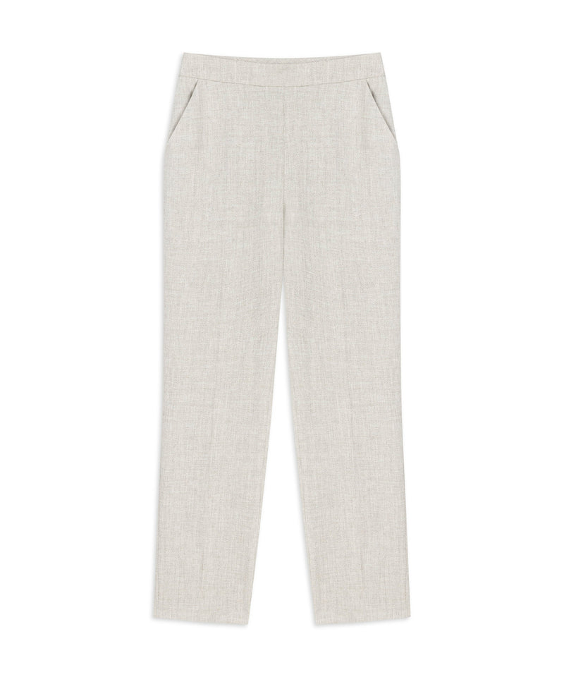 Machka Linen Blend Cigarette Fit Trousers Grey