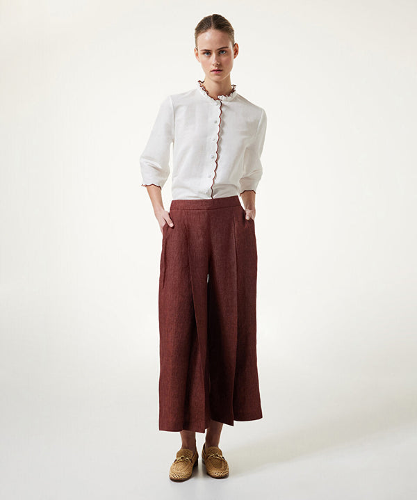 Machka Loose-Fit Linen Trousers Brick