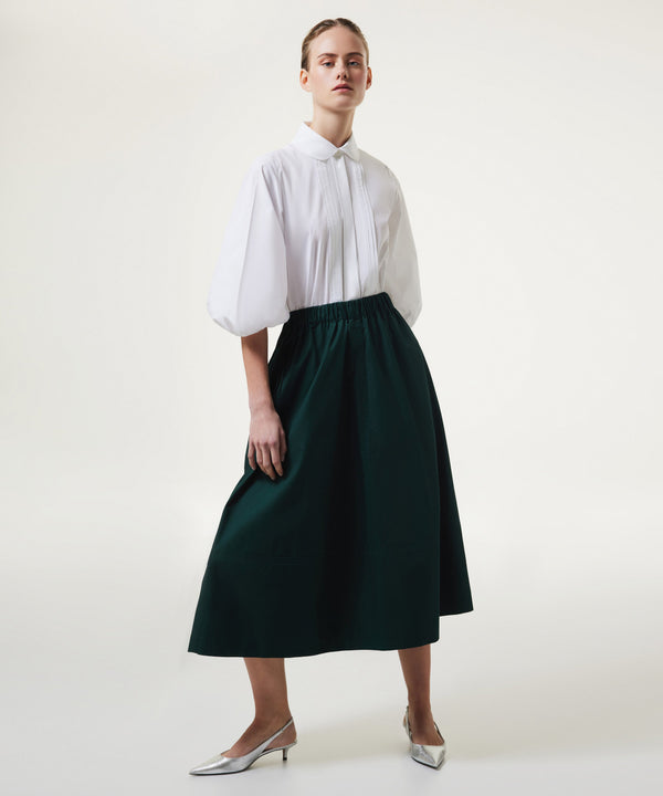 Machka Poplin Bell Skirt Dark Green