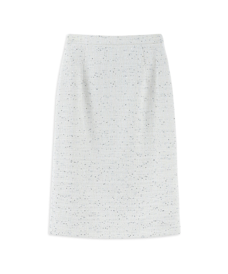 Machka Sequined Tweed Skirt Off White