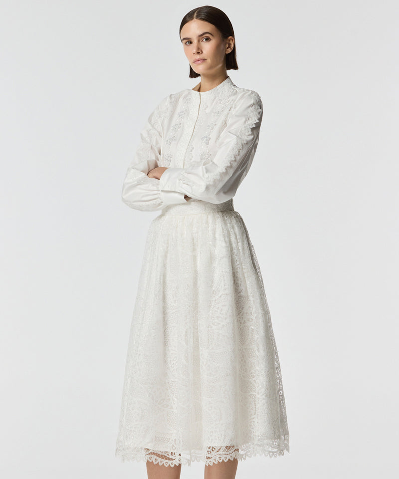 Machka Flounced Lace Skirt White