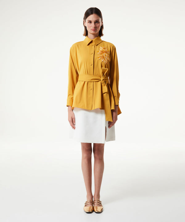 Machka Embroidered Shirt Collar Blouse Yellow