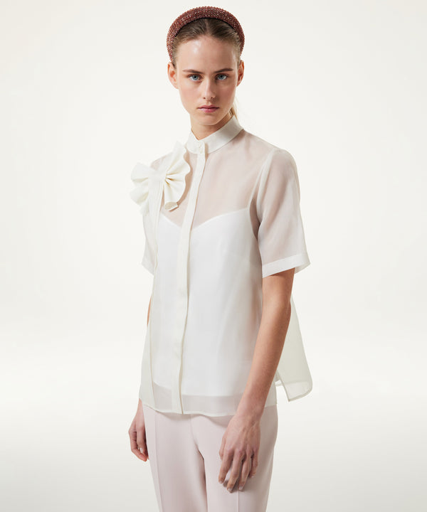 Machka Silk Shirt With Ribbon Off White