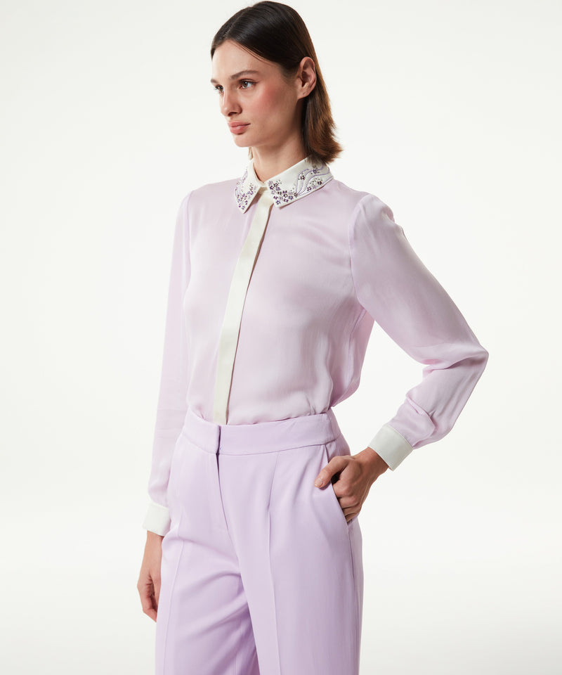 Machka Embroidered Colorblock Shirt Lilac