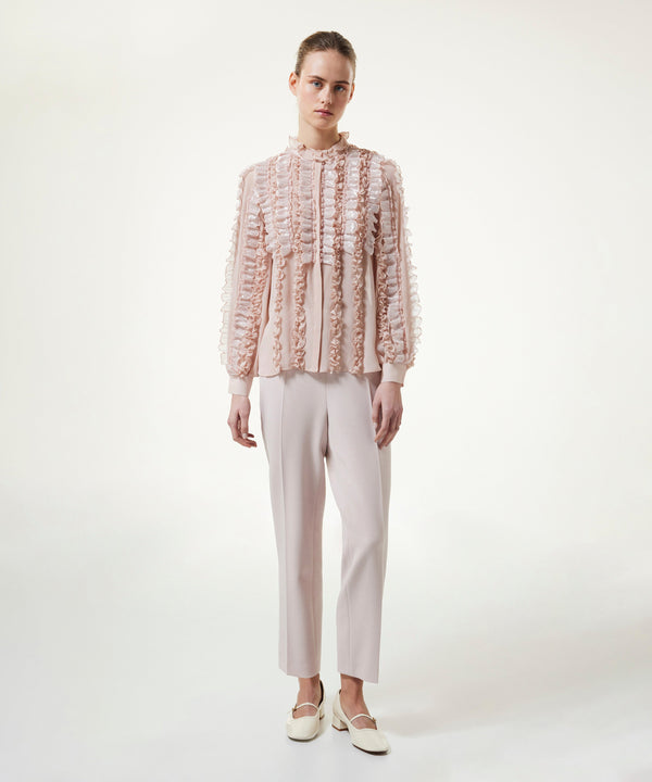 Machka Ruffle Silk Blouse Powder