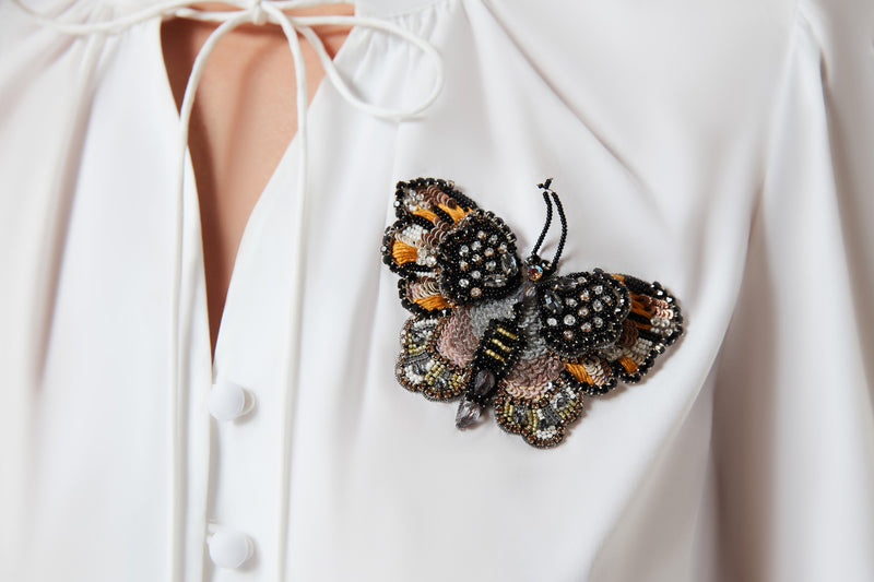 Machka Butterfly Embroidered Shirt Ecru