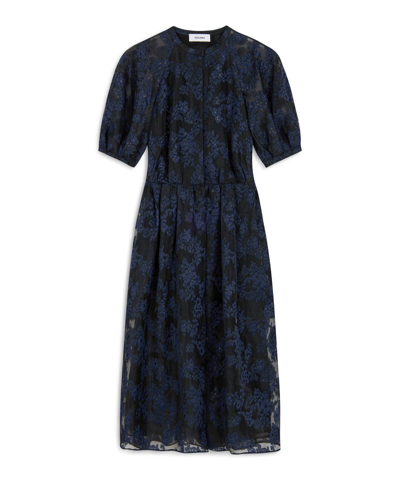 Machka Embroidered Judge Collar Dress Navy