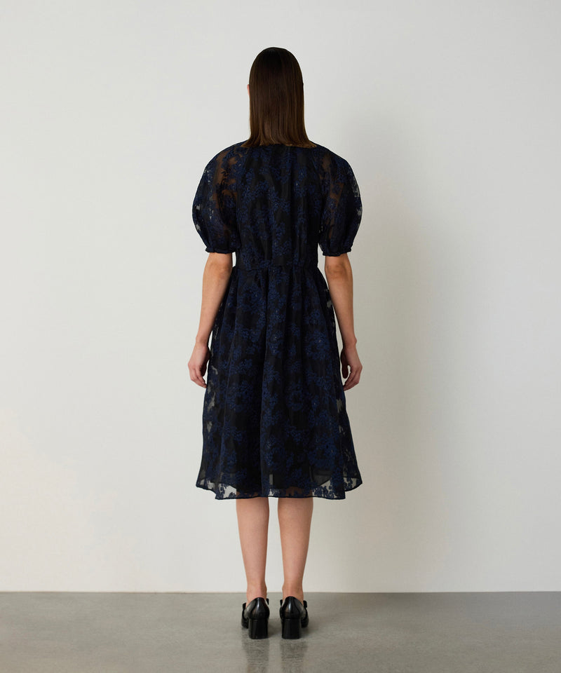 Machka Embroidered Judge Collar Dress Navy