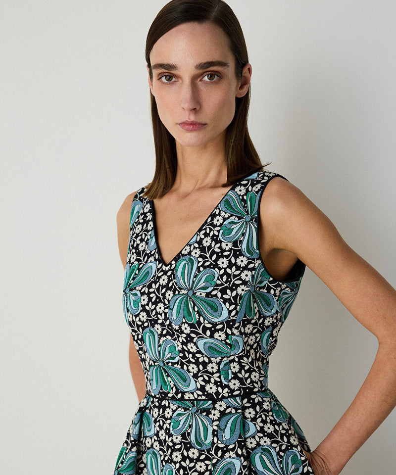 Machka Jacquard V-Neck Dress Green