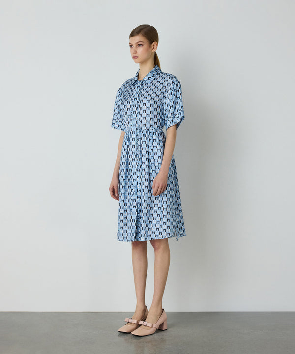 Machka Patterned Silk Dress Blue