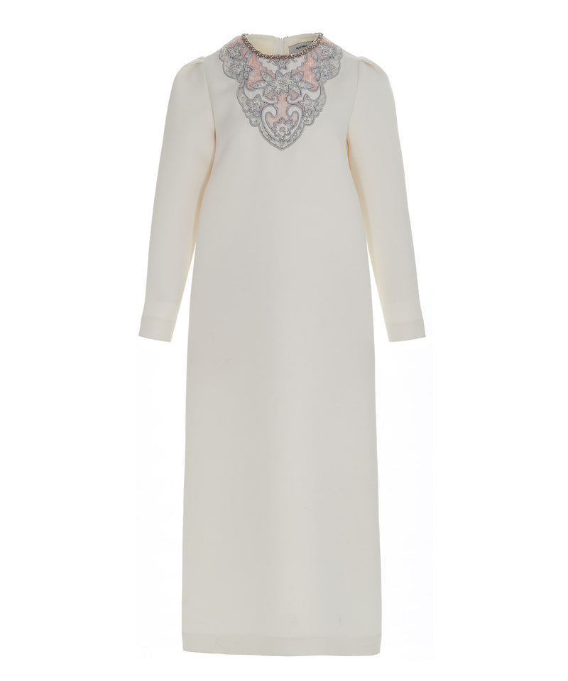 Machka Embroidered Detail Dress Off White