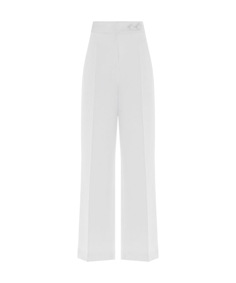 Machka High Waist Button Detail Trousers White