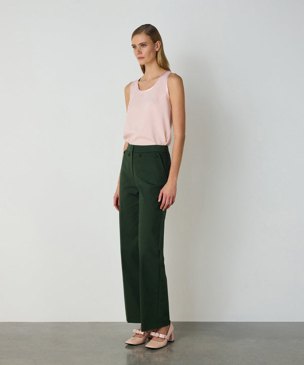 Machka Buttoned Straight Fit Trousers Green