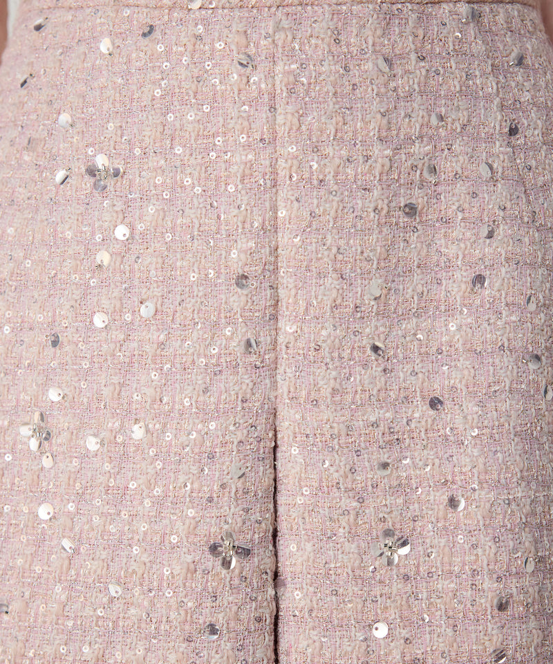 Machka Sequined Tweed Skirt Powder