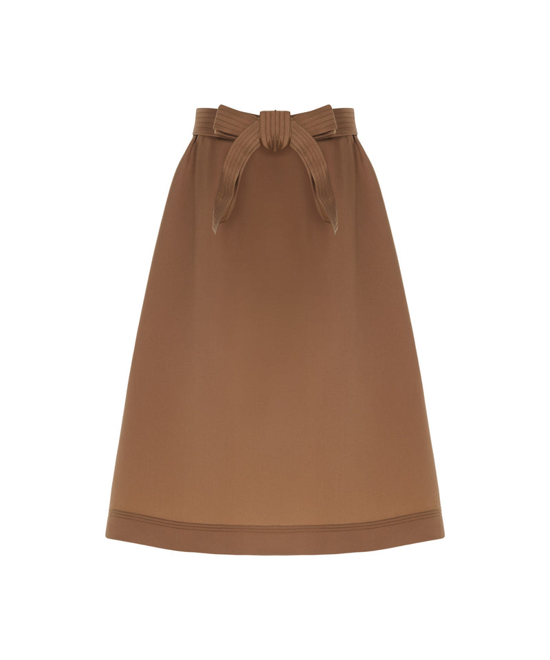 Machka Belted A-Line Skirt Dark Beige