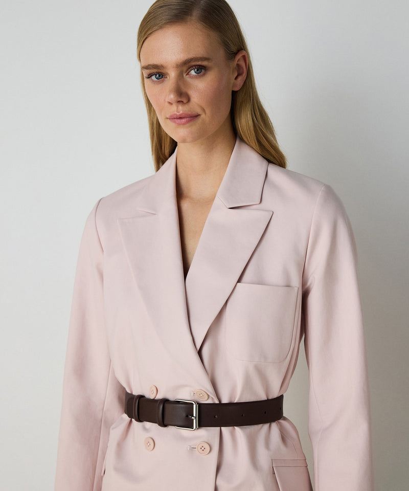 Machka Leather Belted Blazer Powder