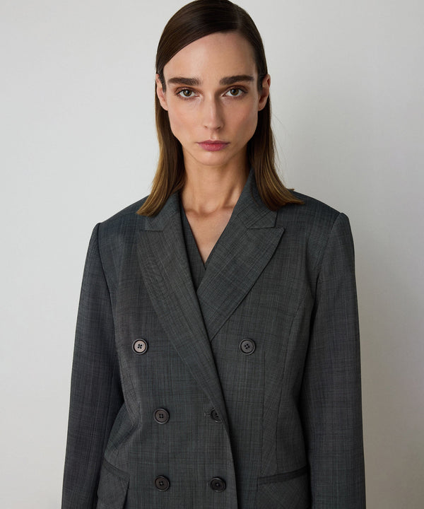 Machka Wool Double Breasted Blazer Grey