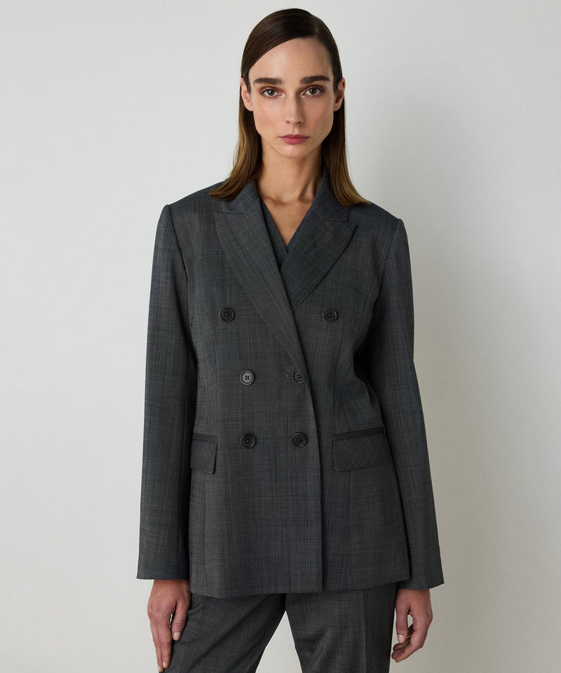 Machka Wool Double Breasted Blazer Grey