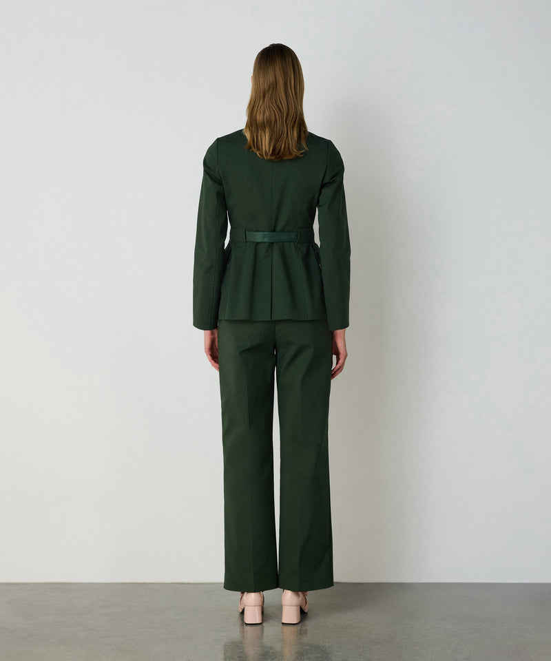 Machka Belted Mono Collar Blazer Green