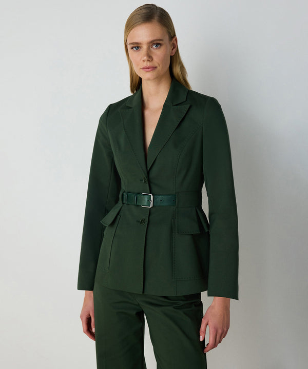 Machka Belted Mono Collar Blazer Green