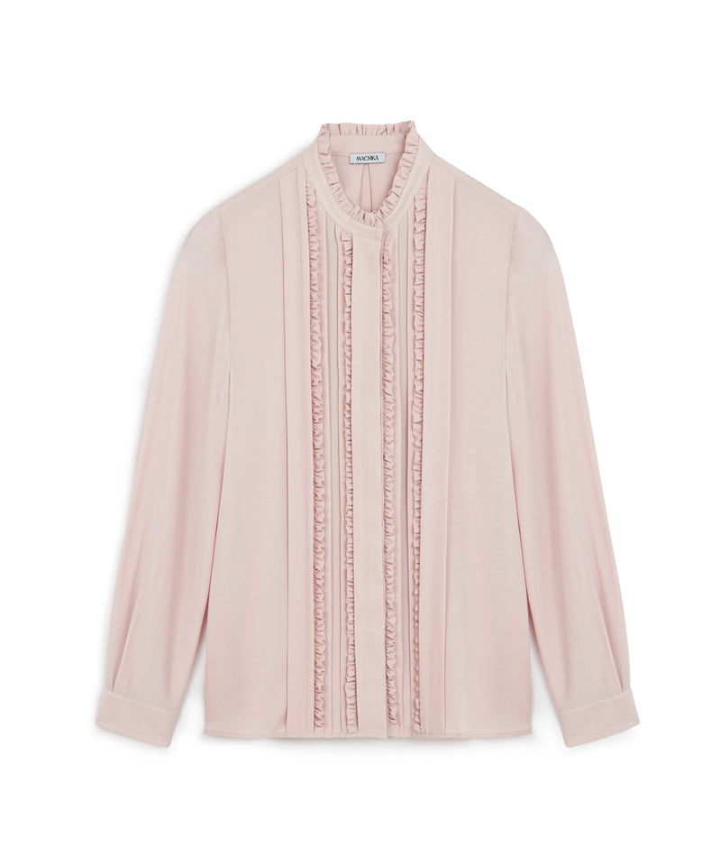 Machka Ruffle Silk Blouse Powder