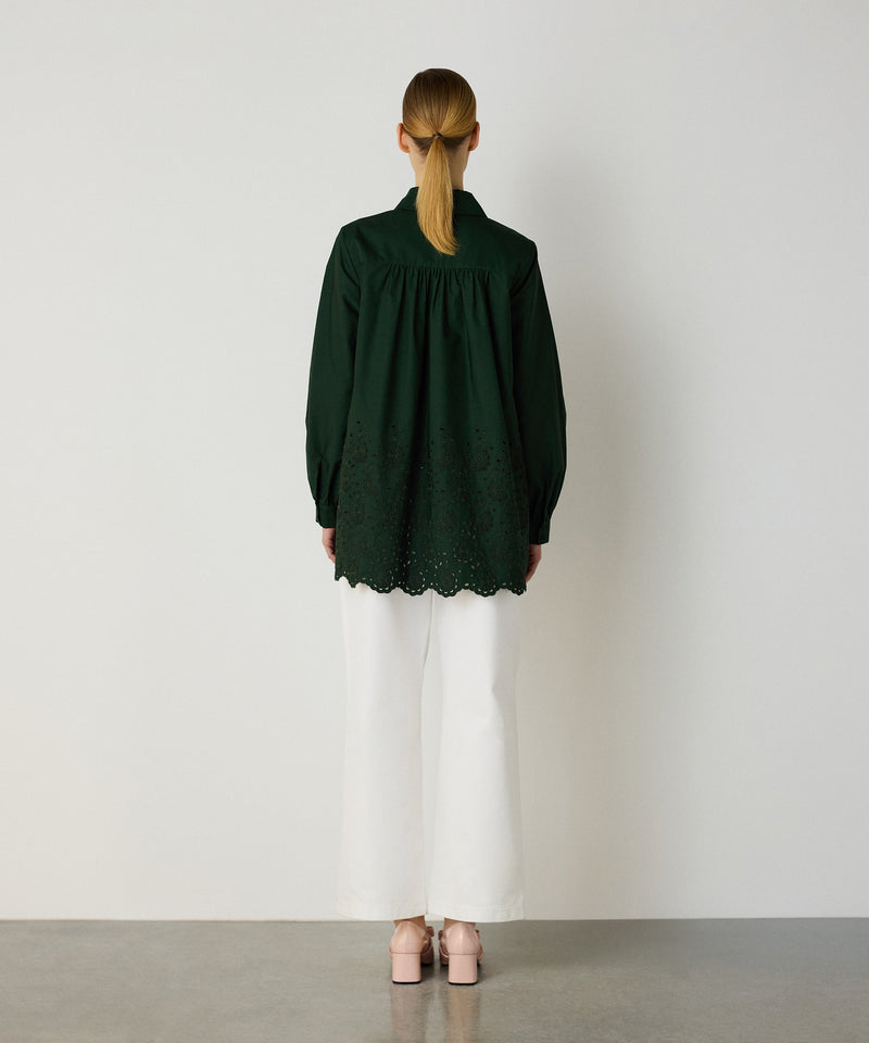 Machka Embroidered Oversize Blouse Green