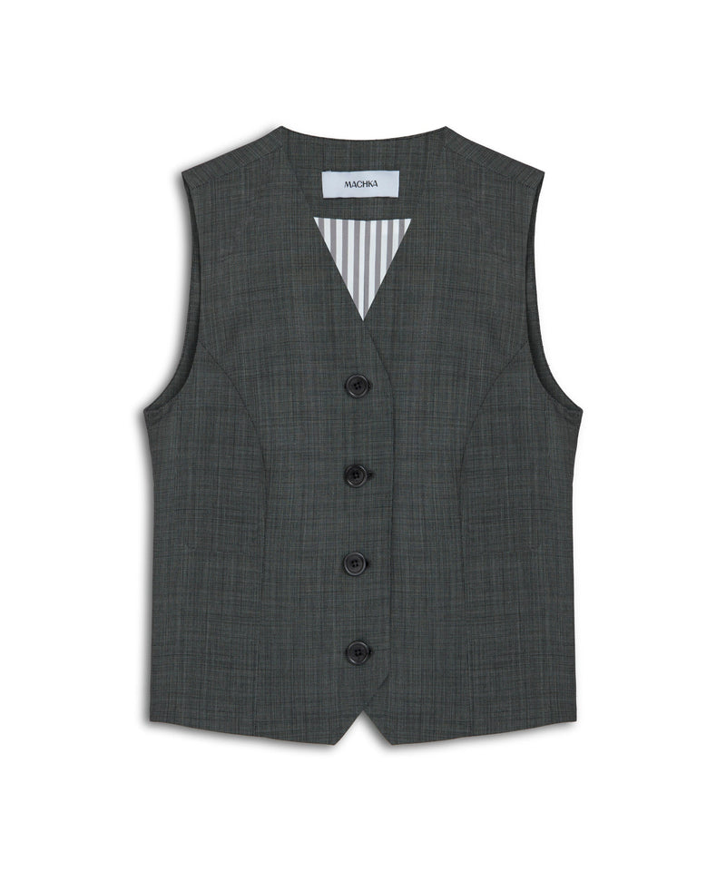 Machka V-Neck Vest Grey