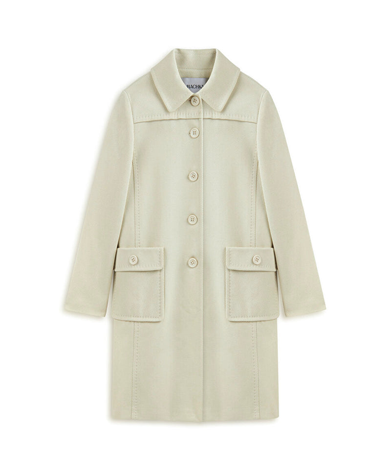 Machka Gabardine Overcoat With Wide Pockets Off White