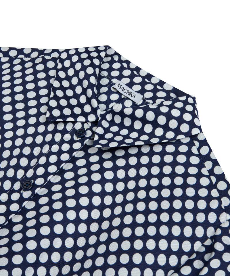 Machka Polka Dot Pattern Silk Shirt Navy