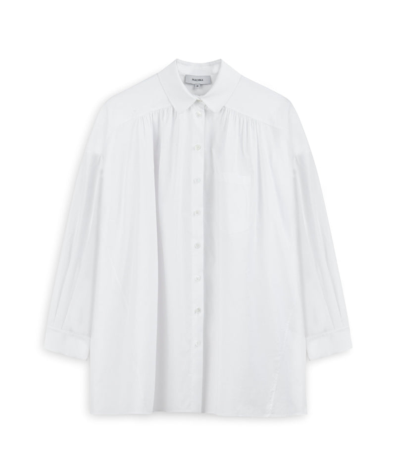 Machka Pleated Wide Cut Shirt White