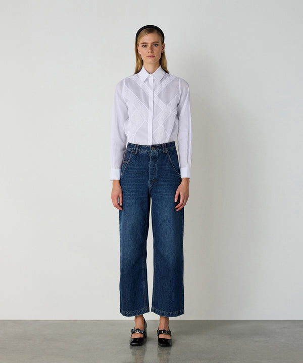 Machka Lace Mix Poplin Shirt White