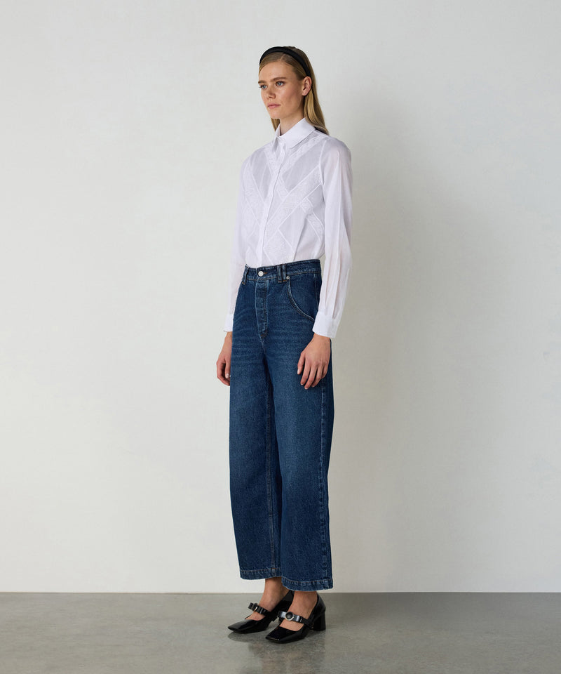 Machka Lace Mix Poplin Shirt White