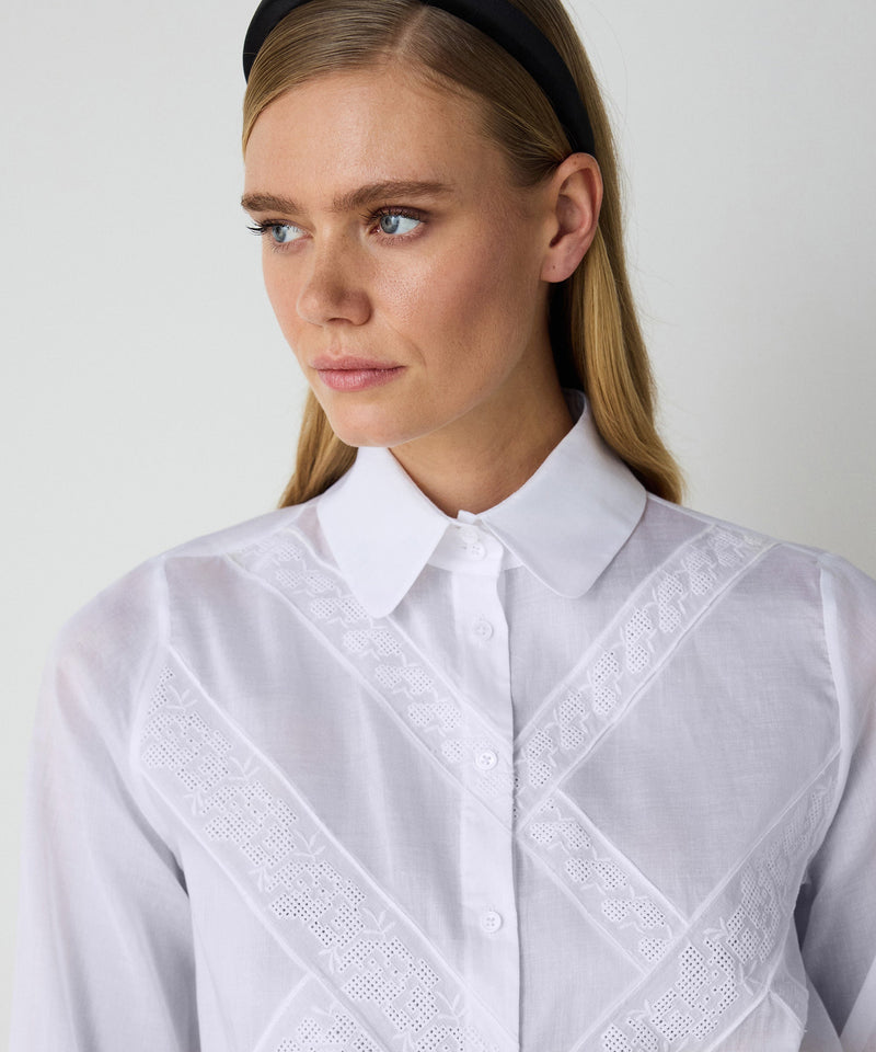 Machka Lace Mix Poplin Shirt White