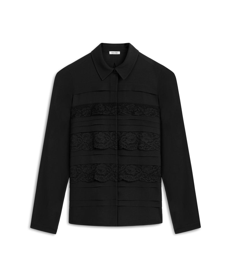 Machka Lace Mix Silk Shirt Black