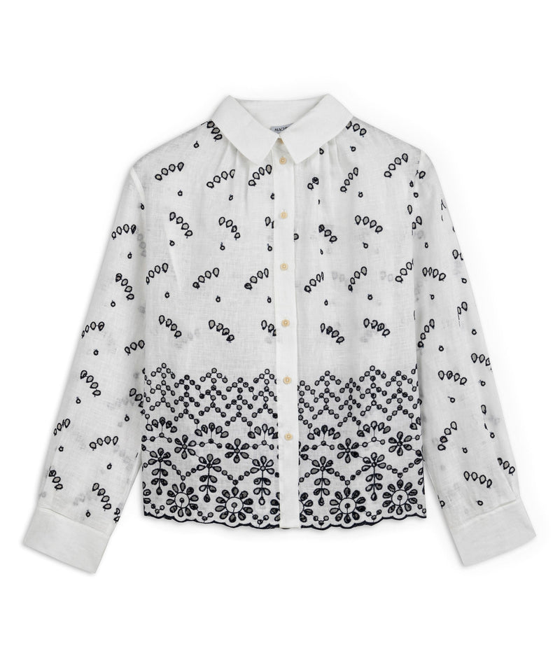 Machka Feather Linen Shirt White