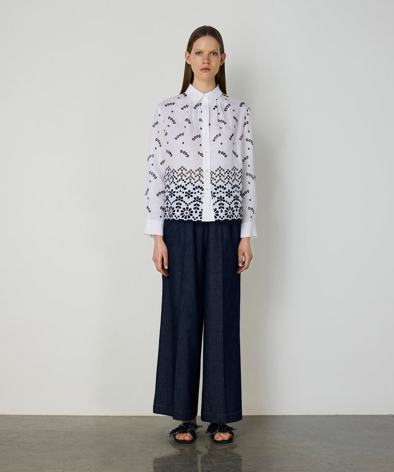 Machka Feather Linen Shirt White