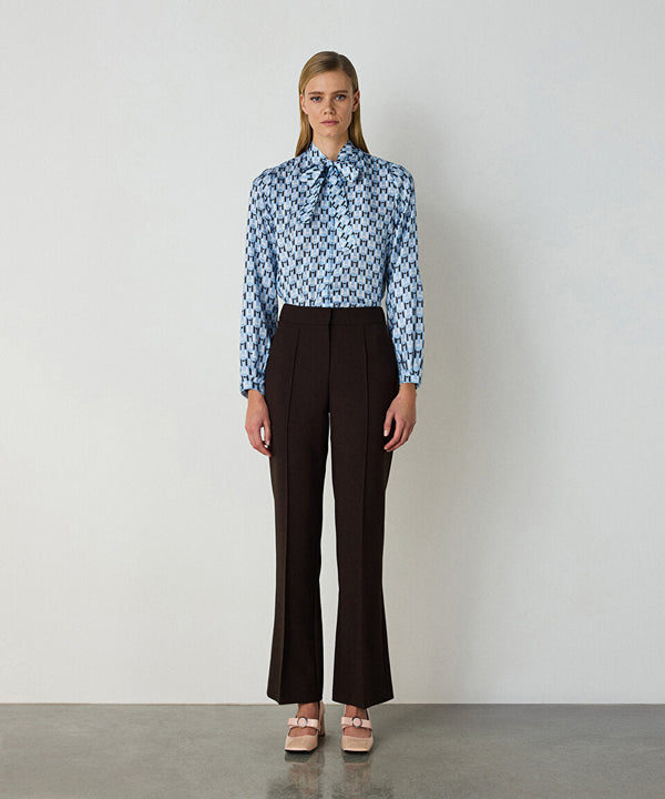 Machka Patterned Silk Shirt Blue