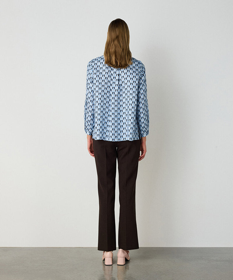 Machka Patterned Silk Shirt Blue