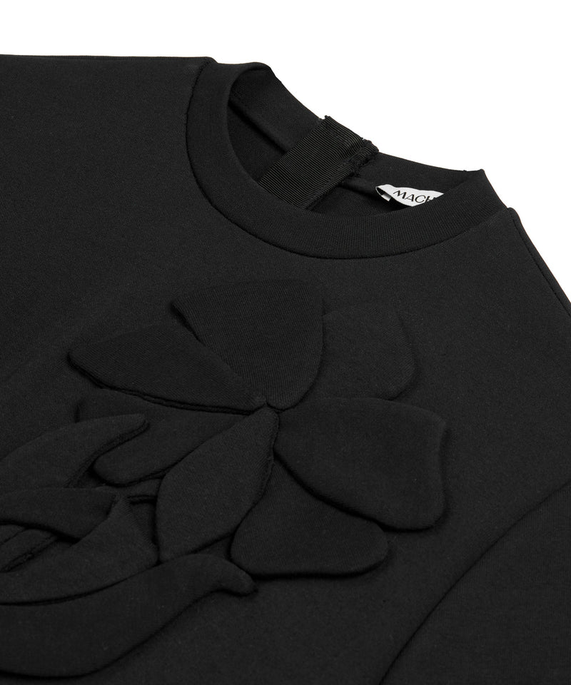 Machka Relaxed Fit T-Shirt With Floral Applique Black