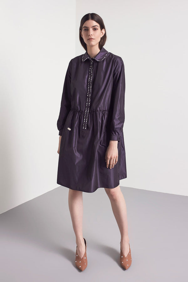 Machka Embellished Detail Shirt Dress Purple