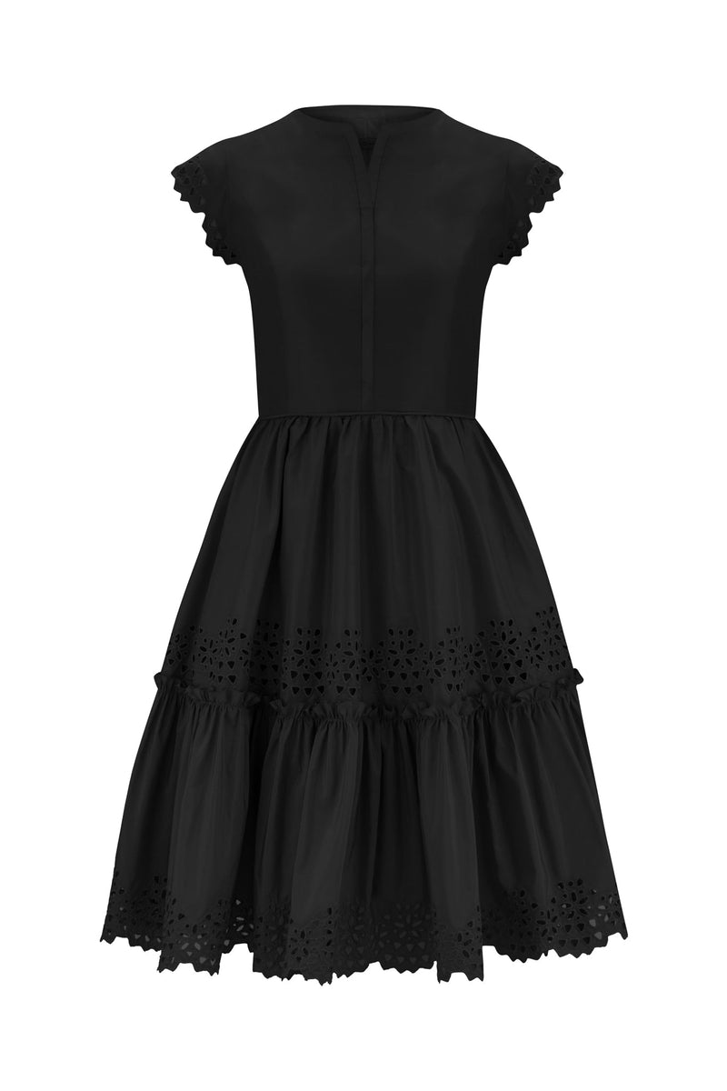 Machka Short Sleeve Die Cut Detail Dress Black