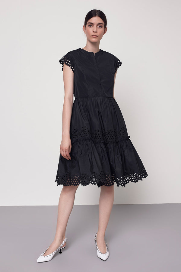 Machka Short Sleeve Die Cut Detail Dress Black