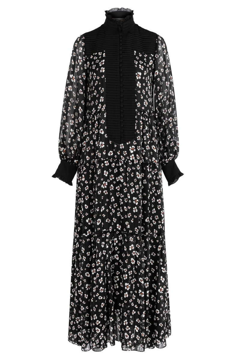 Machka Floral Print High Neck Dress Black