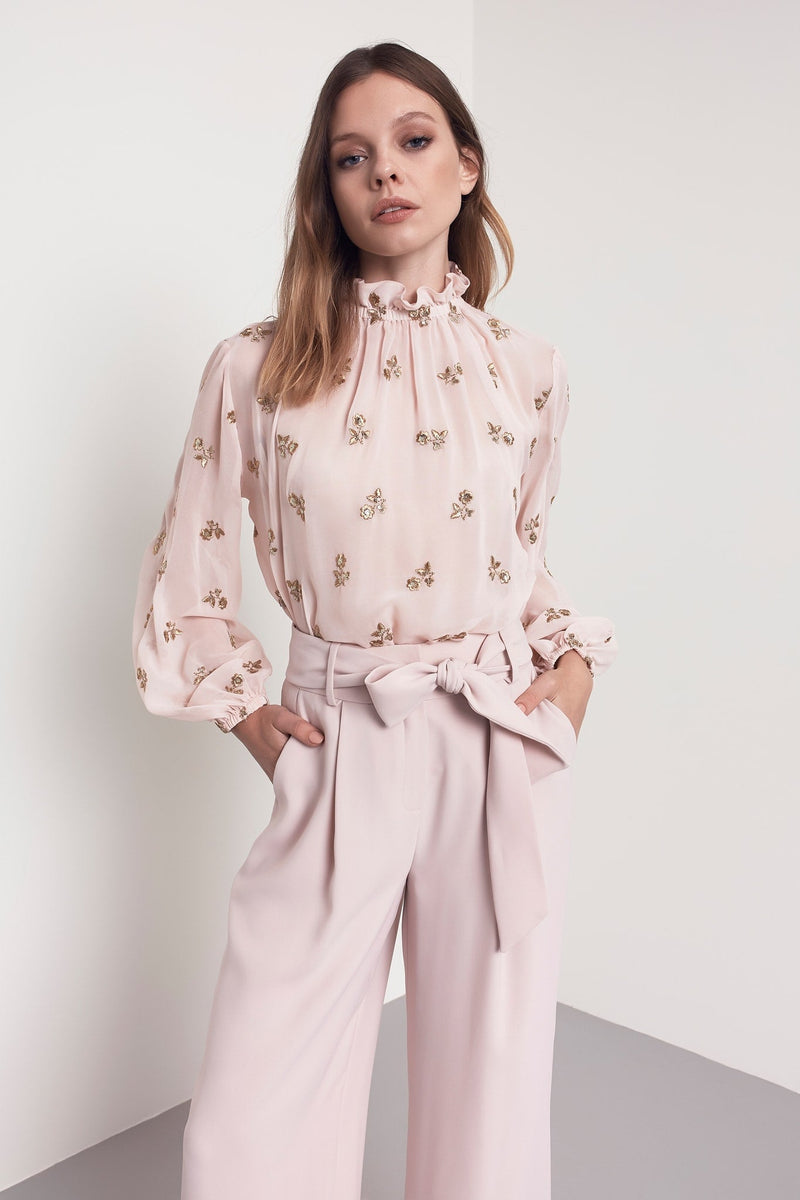 Machka Belted Palazzo Trouser Pink