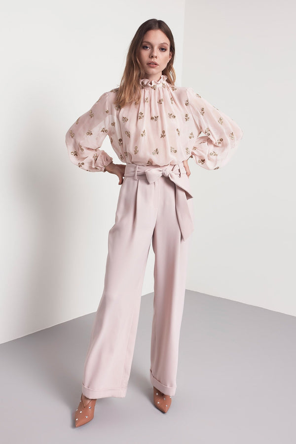 Machka Belted Palazzo Trouser Pink