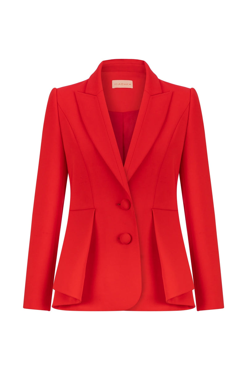 Machka Button Detail Blazer Red