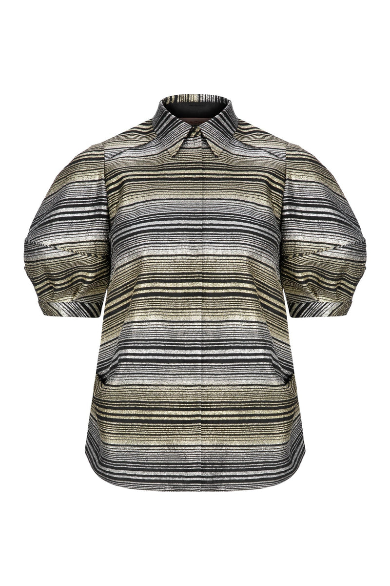 Machka Lurex Striped Detailed Shirt Gold