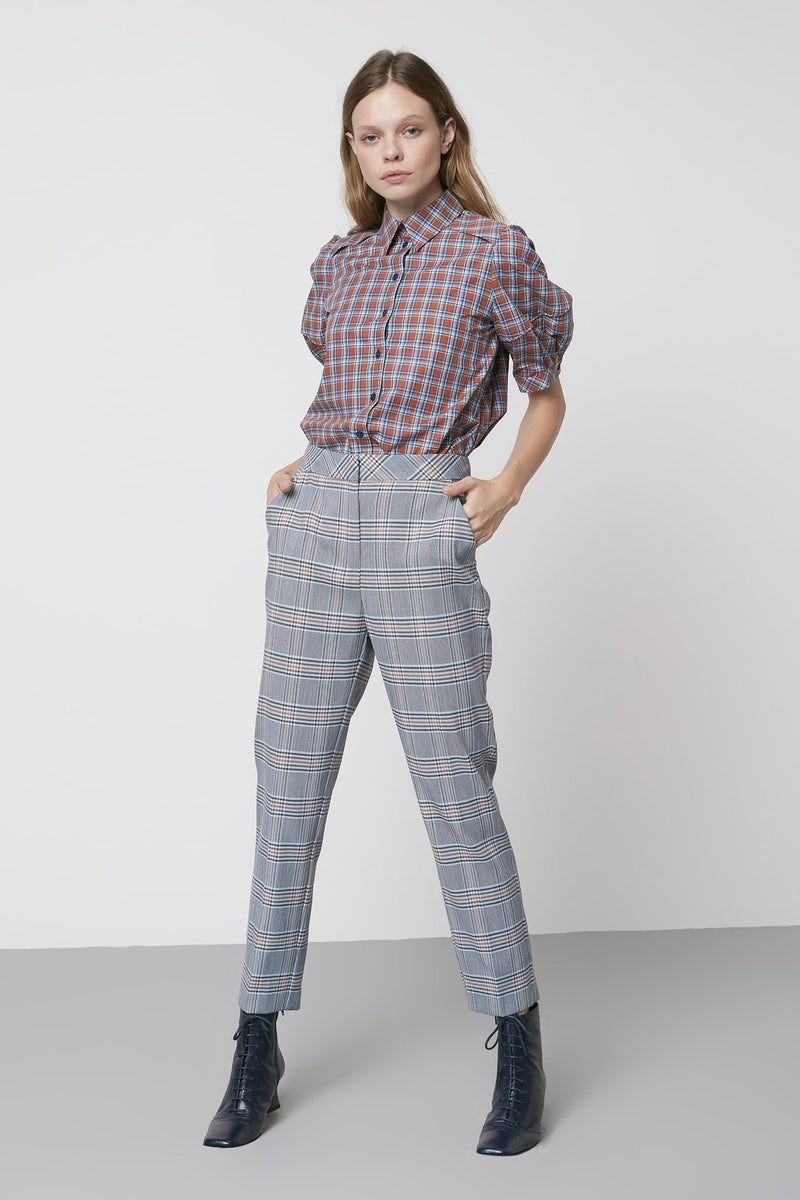 Machka Checkered Balloon Sleeve Shirt Multi Color