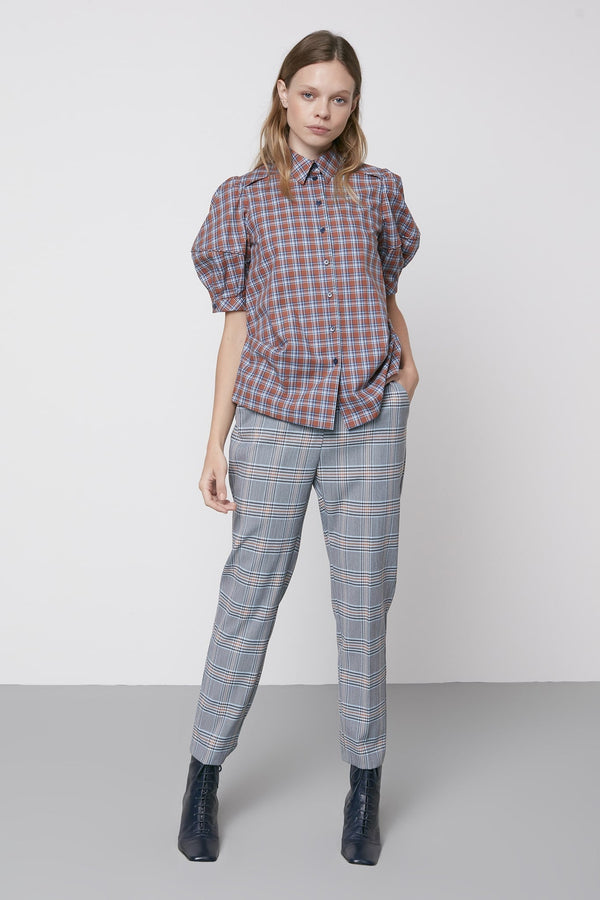 Machka Checkered Balloon Sleeve Shirt Multi Color